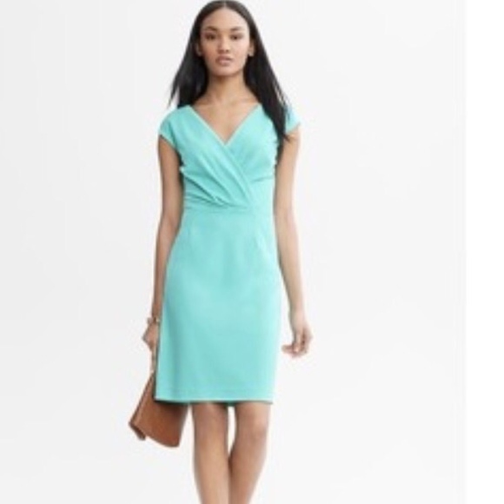 Banana Republic LightBlue Pleated Crossover Dress